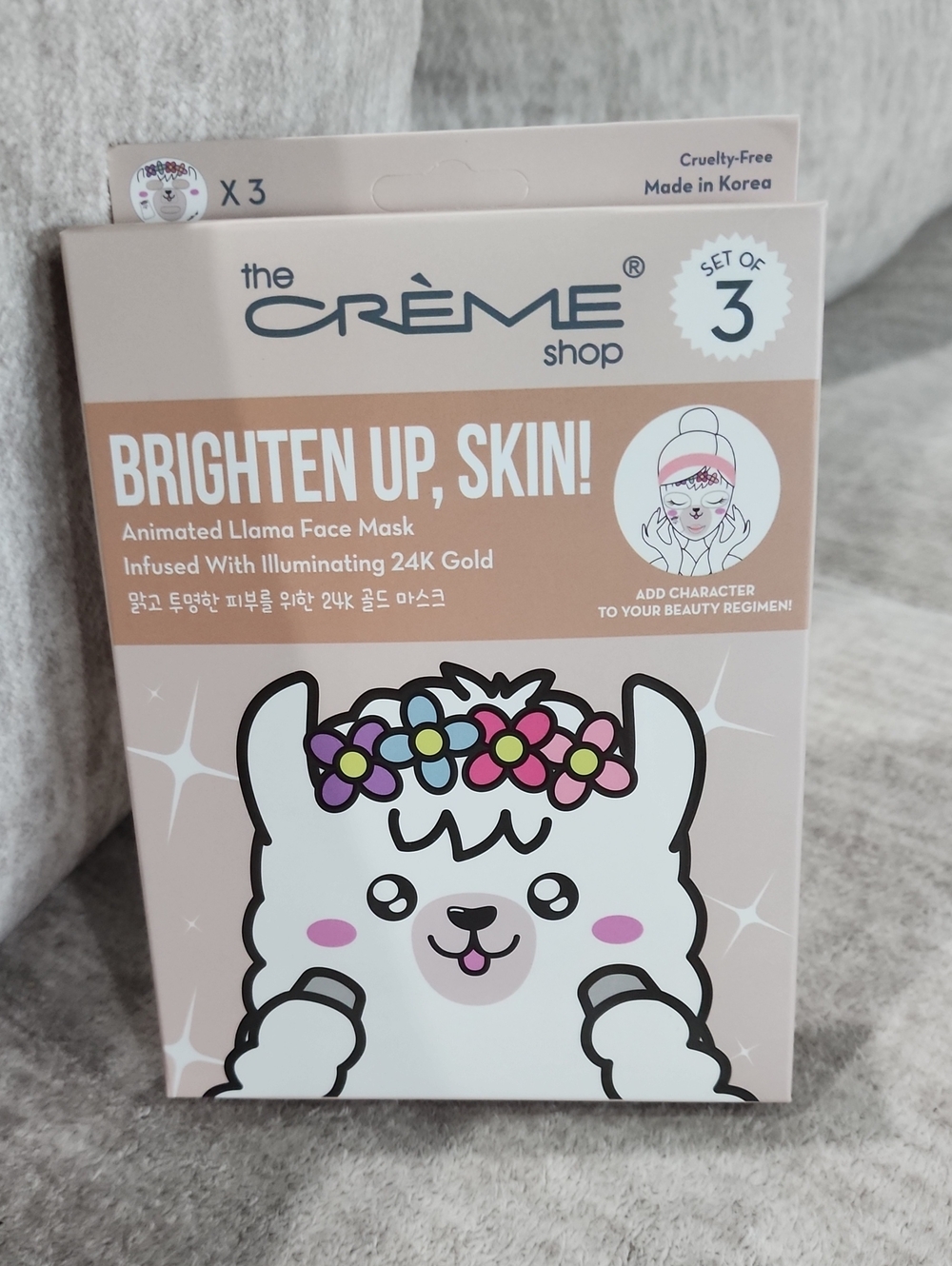NWT 3 Pack The Creme Shop Brighten Up Llama Face Mask